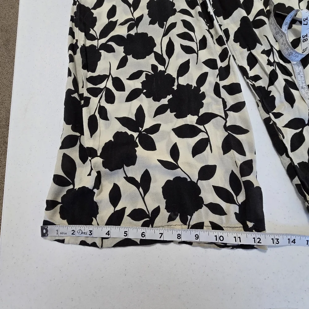Kate‎ Spade White Black Floral Wide Leg Pants Women's Small
